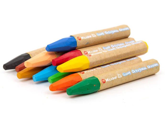 Micador Jr. Giant Wax Crayons Octagonal Pack Of 12