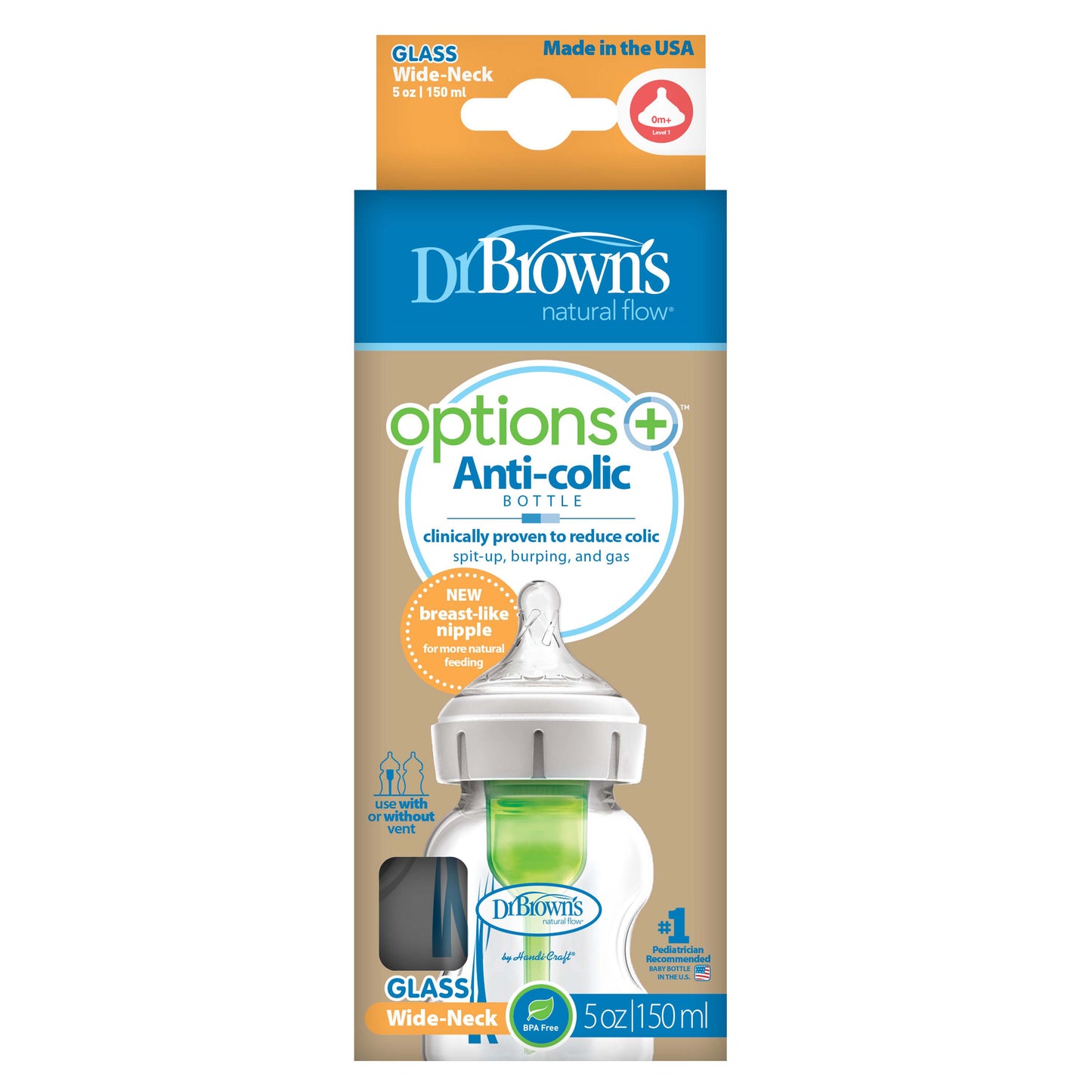 Dr Brown's Options+ Bottle Glass 270Ml Wide Neck X1