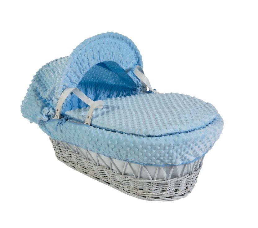 Cuddles Moses Basket White Dimple On Grey Wicker