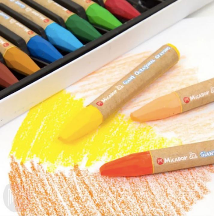 Micador Jr. Giant Wax Crayons Octagonal Pack Of 12
