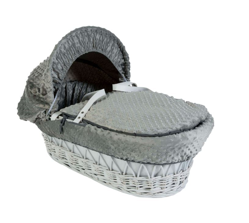 Cuddles Moses Basket White Dimple On Grey Wicker