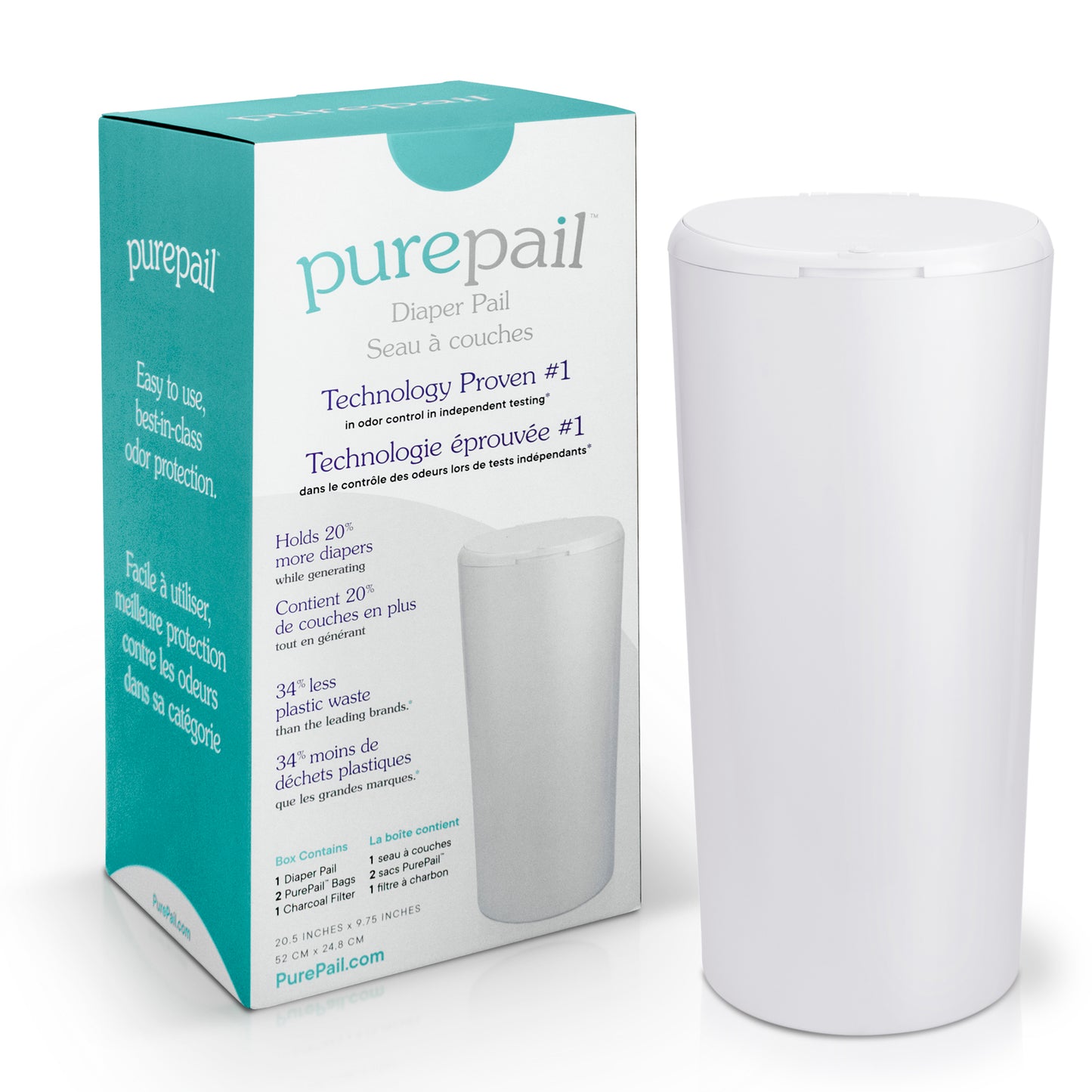 Breathable Baby Purepail Classic Nappy Bin