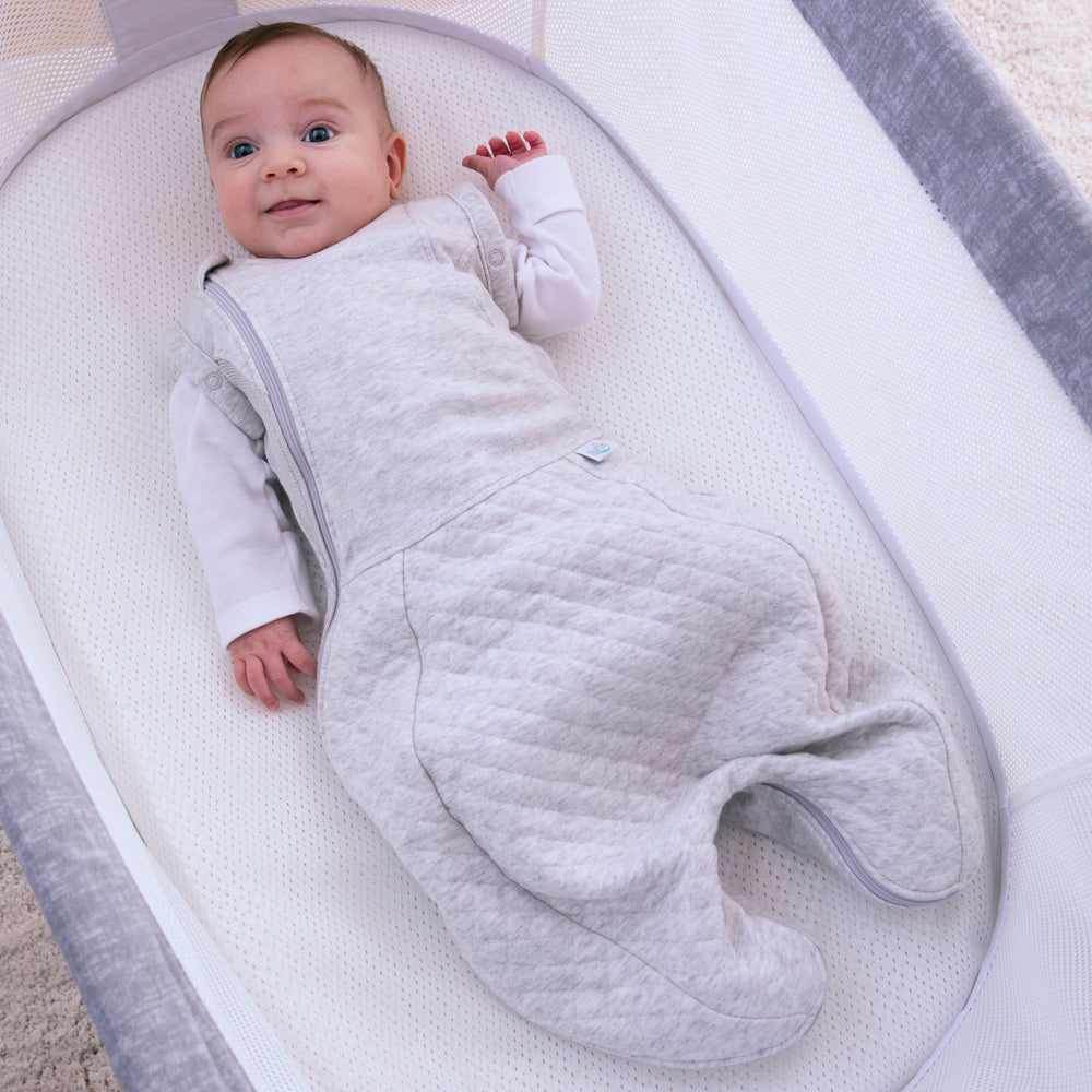 Purflo Swaddle To Sleep Bag 0.5 Tog Minimal Grey 0-4M